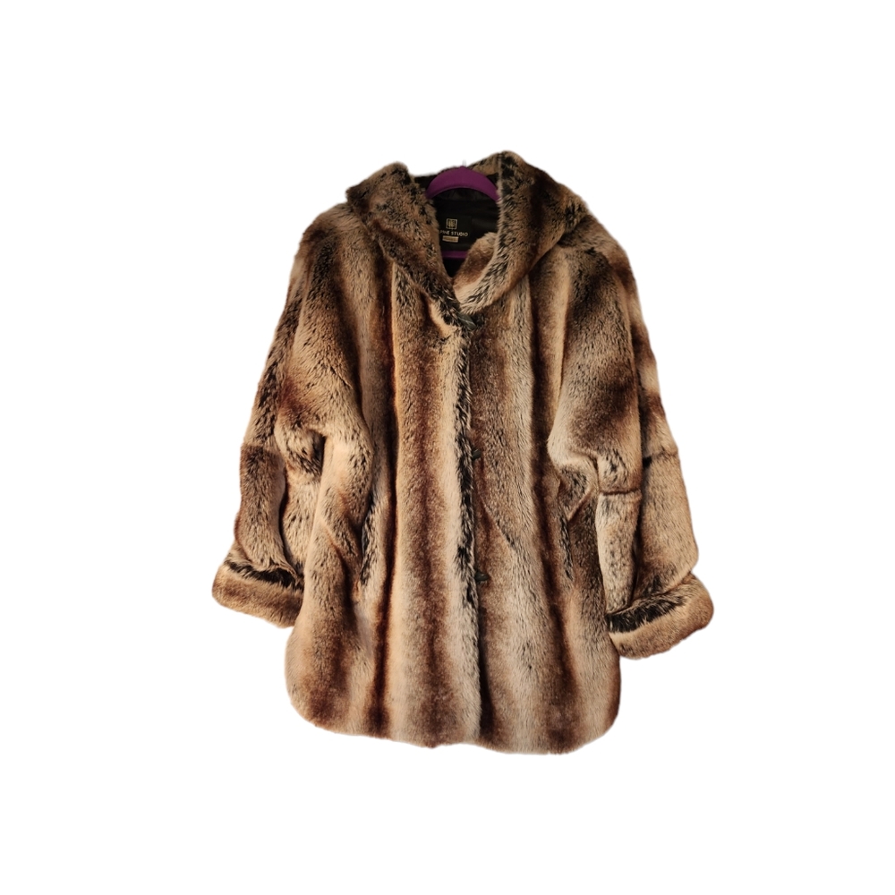 Alpine Studio faux fur hooded coat size medium